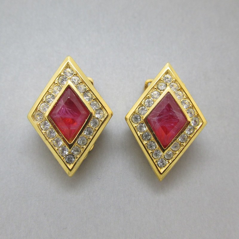 Christian Dior pink Jasper Vintage Earrings